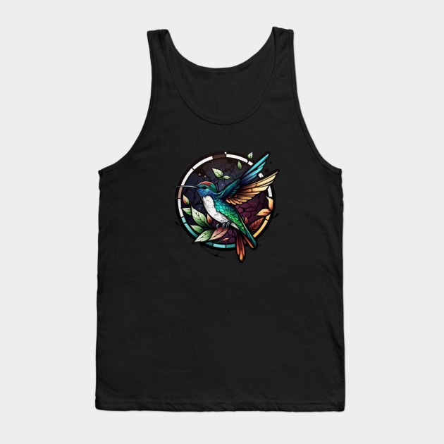 Hummingbird Bird Animal Portrait Stained Glass Wildlife Outdoors Adventure Tank Top by Cubebox